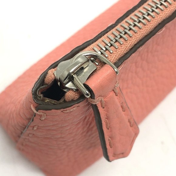 FENDI 8N0114 Selleria Cosmetic Pouch, Leather, Pink, Women's